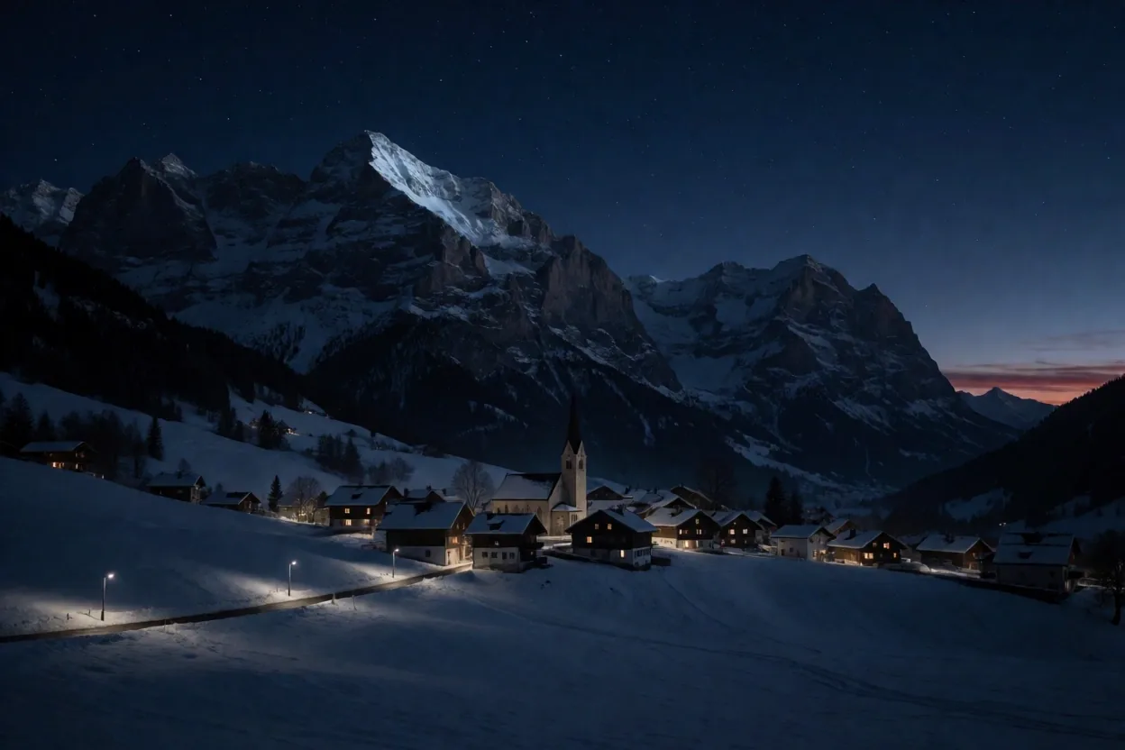 Nächtliche Schweizer Alpenlandschaft