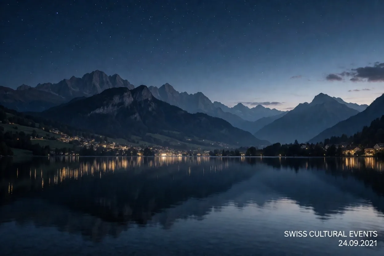 Nächtliche Schweizer Alpenlandschaft